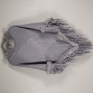 Chic Ruff Poncho One Size‎ Gray